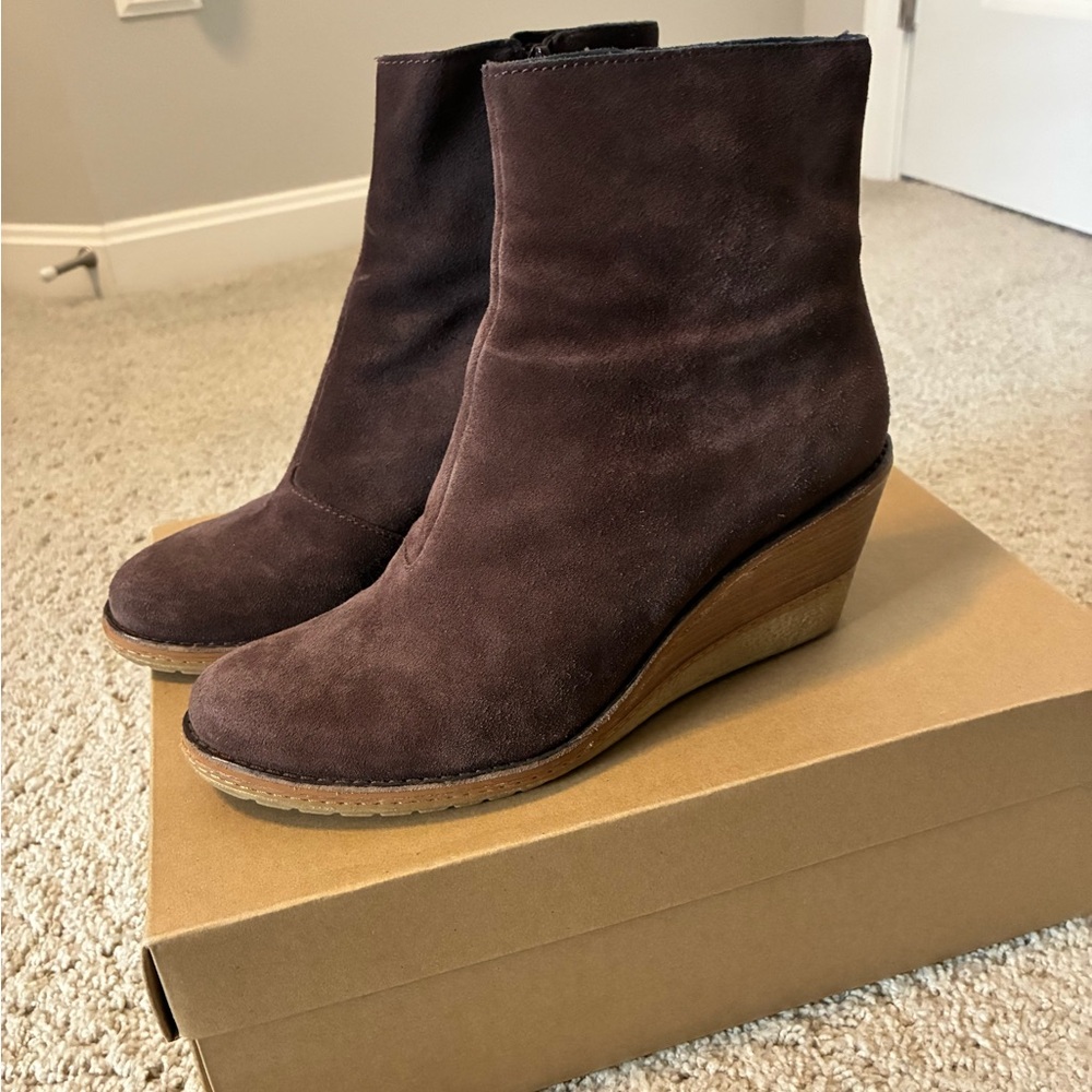 Cole Haan Brown Suede Wedge Dayna Bootie